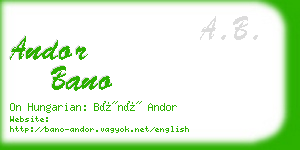 andor bano business card